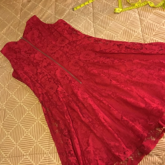 Cherry red dress, red lace overlay, Danny and Nicole, size 8 - Picture 7 of 8